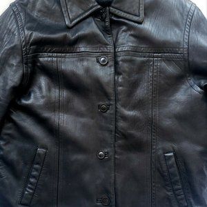 Trek Womens Mens Black Leather Jacket Size Large